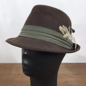 Fedora acrílica marrón BDG con banda y plumas para hombre talla mediana (CH18) - Imagen 1 de 7