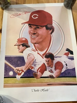 Pete Rose signed 18x24 print Cincinnati Reds - Image 1 of 4