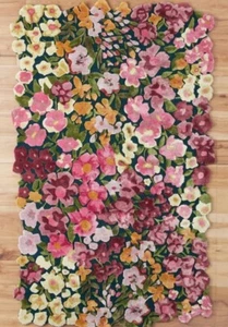 Alfombra de lana acolchada a mano rosa floral Cassia alfombra para alfombras estéticas de dormitorio - Imagen 1 de 6