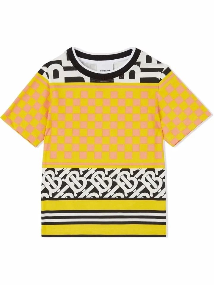 Camiseta Burberry Niñas Niños Amarillo Negro Blanco Logo Gráfico Manga Corta Talla 14 Foto 1 de 1