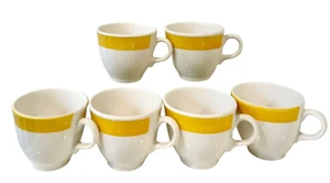 Crate and Barrel Yellow Rim Coffee Mugs/Cups Set Of 6 Italy Signed IPCEI Vintage - Picture 1 of 7