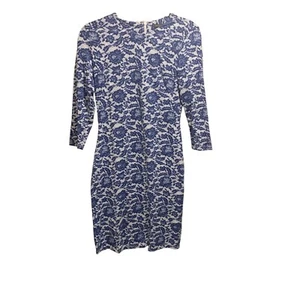 Vestido de tela Catalina manga 3/4 estampado encaje crema azul marino J Mclaughlin para mujer XS - Imagen 1 de 6