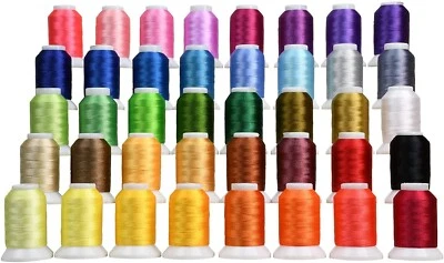 40 Color Spools Premium Polyester Embroidery Thread Set Compatible with Brother - Image 1 of 4
