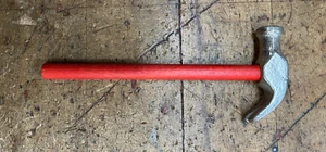 Vintage Small Toy Hammer Red Handle Silver Iron Head - Picture 1 of 5