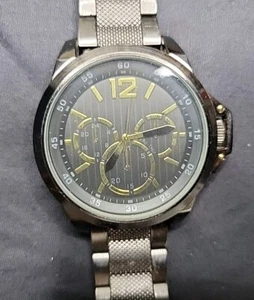 FMD Stainless Steel Faux Chronograph With Black Gold 45mm Face New Battery Runs  - Picture 1 of 13