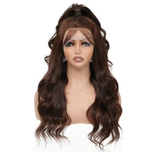 Pelucas delanteras de encaje marrón oscuro onda corporal 360 cabello humano línea de cabello natural pre arrancada - Imagen 1 de 9