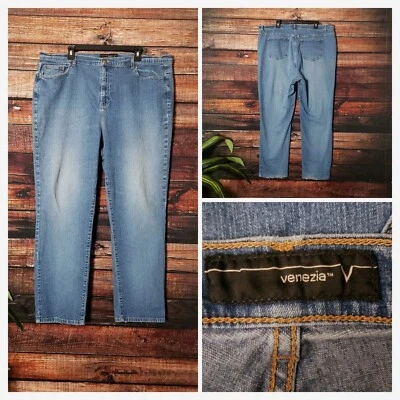 Jeans jeans Venezia plus size 28 médio feminino algodão stretch azul - Imagem 1 de 4