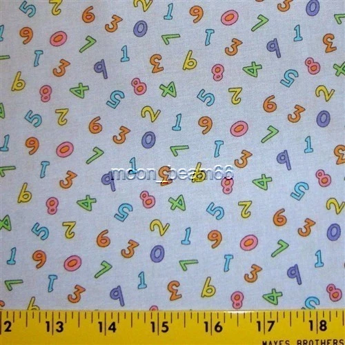 ABC's & 123's Small Prints Numbers Lavender Cotton Fabric By The Half Yard - Image 1 of 1
