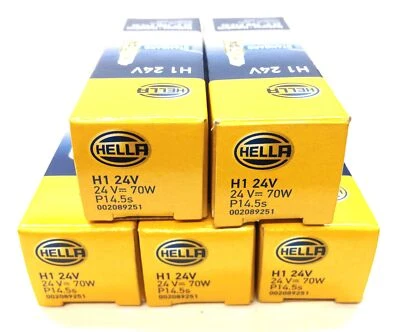 Bombilla halógena Hella Standard 24V/70W P14.5s H1 24V [Lote de 5] Nueva de Lote Antiguo Foto 1 de 4