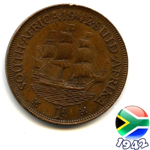 Una moneda de un centavo SUDÁFRICA 1942 GEORGE VI, ¡83 años! - Imagen 1 de 2