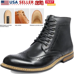 Men's Formal Modern Classic Lace Up Leather Oxford Dress Ankle Boots Size 6.5-15 - Picture 1 of 18