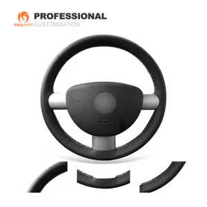 Black Genuine Leather Steering Wheel Cover for Volkswagen VW Beetle 1998-2010 - Picture 1 of 9