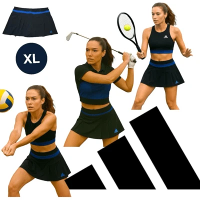ADIDAS Womens Tennis Golf Skirt Skort Climalite -XL- Black Blue Performance - Image 1 of 4