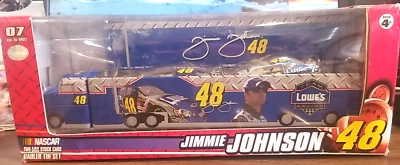 JIMMIE JOHNSON #48 WINNER'S CIRCLE 1/64 LOWES 2007 TRUCK WITH 2 NASCAR CARS - Image 1 of 4