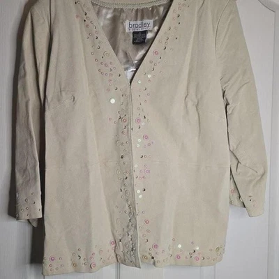 Chaqueta Bradley Bayou de cuero de gamuza amarilla con tachuelas Foto 1 de 3