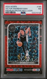 2024 PANINI NBA HOOPS 165 VICTOR WEMBANYAMA PREMIUM PRIZMS RED LAZER - PSA 7 - Picture 1 of 3