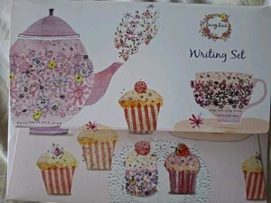 Tea & Cupcakes Writing Set - 10 Sheets of Paper with Envelopes - Picture 1 of 3