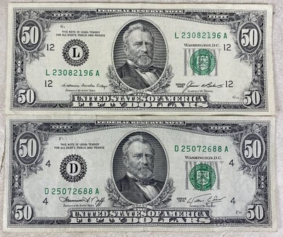 2 1974 & 1985 50 Dollar Notes - Image 1 of 2