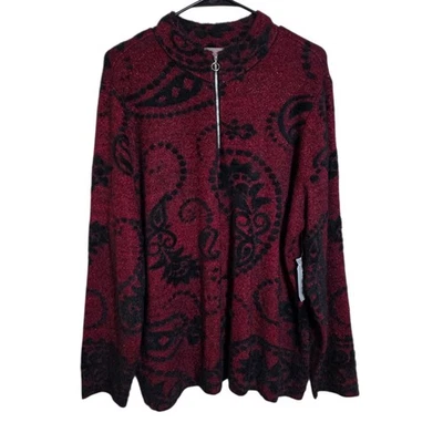 Acogedor suéter rojo Chicos 3 para mujer tejido suave artístico vacaciones glamour cachemir 1/4 cremallera  Foto 1 de 4