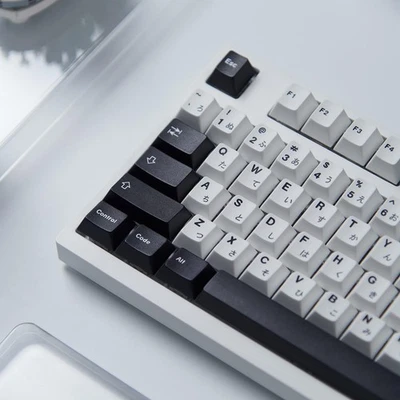 133 Keys Japanese Keycap Cherry Profile Dye Sub PBT Black and White Keycaps S... - Image 1 of 4