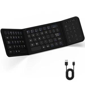 Foldable Bluetooth Keyboard, Folding Wireless Keyboard with Trackpad and Nume... - Picture 1 of 8