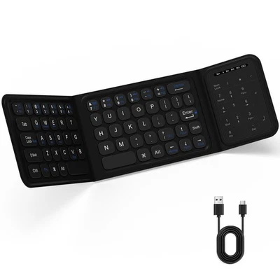 Foldable Bluetooth Keyboard, Folding Wireless Keyboard with Trackpad and Nume... - Image 1 of 4