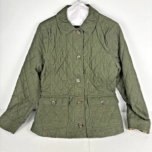 Chaqueta acolchada de pana Talbots para mujer M verde oliva estilo granero - Imagen 1 de 15