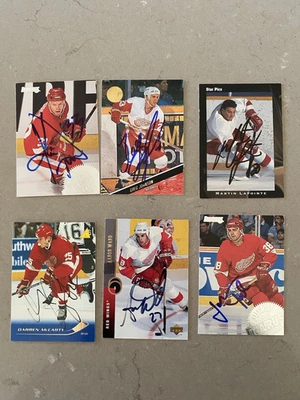 Detroit Red Wings Autograph Signed Card Lot of 6 Draper McCarty Ward York 1990s - Image 1 of 4