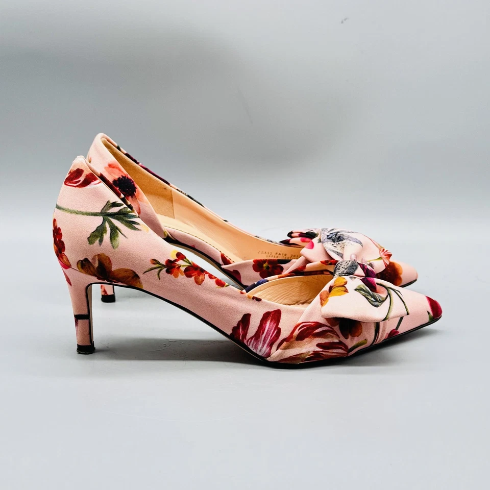 Zapatos de salón J Crew para mujer 5,5 rosa estampado floral punta con lazo sin cordones Foto 1 de 4
