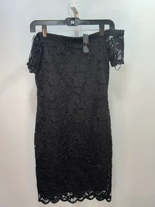Ambiance Damen schwarzes schulterfreies Stretch Spitzenkleid, Größe L. Neu mit Etikett. 2S - Bild 1 von 8