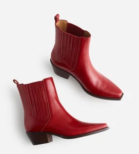 Madewell Ingrid Chelsea / Western Snip Toe Boots Red Bright Ember Size 7 NEW - Picture 1 of 9