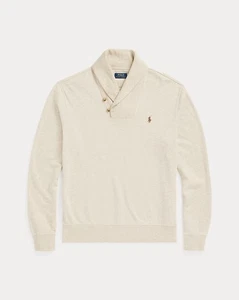 Polo Ralph Lauren Luxury Jersey Shawl Neck Pullover Mens XL Dune NWT - Picture 1 of 10