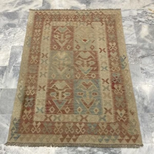 Afghan Vintage Kilim Multi Colour Wool Living Room Aztec Kilim Rug 119x176cm - Picture 1 of 3