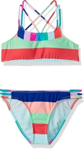 Hobie Girls' Bralette Top & Side Strap Hipster Bottom Swim Set Size 7 7300 - Picture 1 of 2