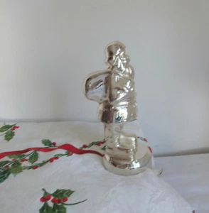 Vtg Heavy Silver Metal Christmas Santa Claus Mantel Hook Stocking Holder Hanger - Picture 1 of 3