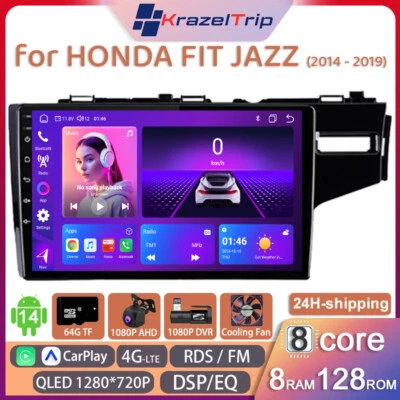 8 Core Car Radio for HONDA FIT JAZZ 2014 2015 2016 2017 2018 2019 WIFI QLED DSP - Image 1 of 4