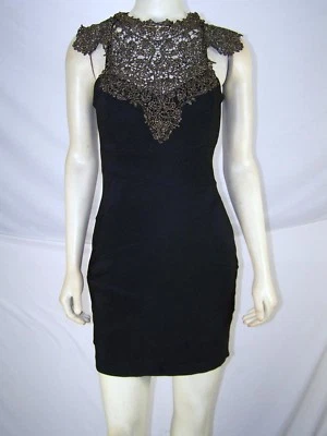 Bongo Black Gold Bodycon Sleeveless Dress Juniors Size Medium 7 9 - Image 1 of 4
