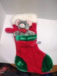 Vintage A&A Plush inc. Aurora Christmas Huggable Mouse Plush Christmas Stocking - Picture 1 of 5