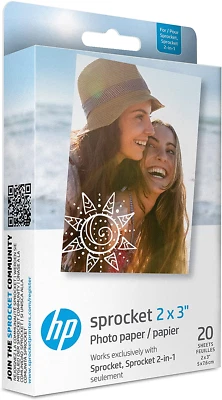 2x3 Inch Zink Sticky Back Photo Paper 20 Sheets Compatible with HP Sprocket Prin - Image 1 of 4