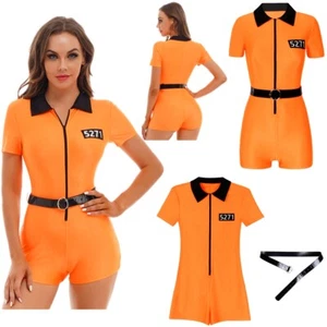Disfraz de Prisionero Naranja Prisión Body Mono para Mujer Cárcel Conjunto Criminal - Imagen 1 de 21