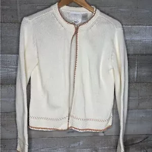 Cárdigan Liz Claiborne deportivo pequeño algodón vintage crema grueso tejido abuela núcleo - Imagen 1 de 6