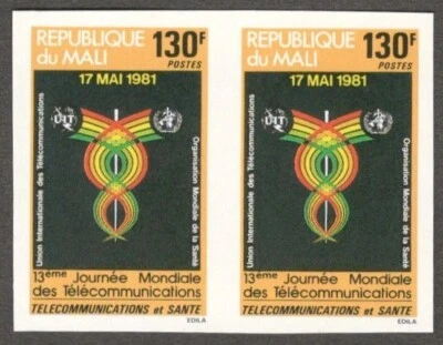 (AOP) Malí #423 1981 Día Mundial de las Telecomunicaciones IMPERF par MNH Foto 1 de 2
