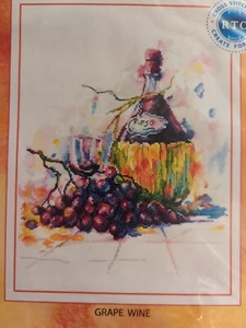 Grape Wine Vino Aquarell Look M615 RTO gezählt Kreuzstich Kit Neu aus altem Lagerbestand  - Bild 1 von 5