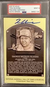 Tom Glavine Signed Gold HOF Plaque Postcard Yellow Braves PSA/DNA Auto Gem 9 - Picture 1 of 4