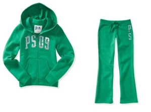 NWT AEROPOSTALE GIRLS PS KIDS 2 PIECE OUTFIT ZIP UP HOODIE AND SWEATPANTS NEW - Picture 1 of 31