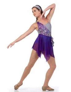 Bedeutsames LILA kleines Kinder Tanzkostüm Pailletten lyrisches Ballettkleid - Bild 1 von 8