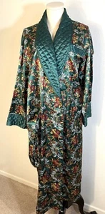 Victorias Secret Quilted Collar Floral Robe M/L Green Polyester & Cotton 80 - Picture 1 of 7