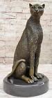 Sitting Cheetah Jaguar Lion Hot Cast Bronze Sculpture By Henry Moore On Marble