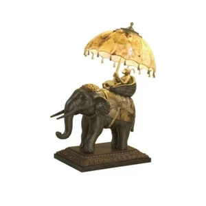 Maitland Smith Decorative Elephant Ride Table Lamp with Brass Monkey - 10" X 22" - Picture 1 of 10