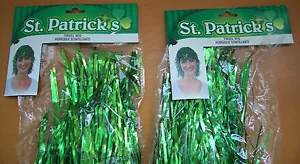 Set of (2) Green Tinsel Wigs St Patrick's Day - New in Pkg - Picture 1 of 1